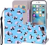 Panda Pattern Gekleurde Tekening Horizontale Leren Flip Case voor iPhone 8 Plus & 7 Plus, met Houder & Kaartsleuven & Portemonnee & Lanyard