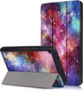 Galaxy Pattern Gekleurde Tekening Horizontale Leren Flip Case voor Amazon New Fire 7 2019, met Drie-vouwbare houder