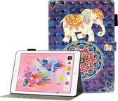 Voor iPad 5/6/7/8/9 3D-reliëfpatroon Horizontale flip lederen tas met houder & kaartsleuven en portemonnee (olifant)