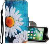 Voor iPhone 8 Plus / 7 Plus Gekleurd tekeningpatroon Horizontaal leren flip-hoesje met houder & kaartsleuven en portemonnee (madeliefje)