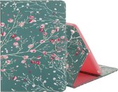 Gekleurde tekening patroon horizontale flip PU lederen tas met houder & kaartsleuven & portemonnee & slaap / wekfunctie (abrikozenboom)