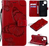 Voor Google Pixel 4A 5G 3D Vlinders Embossing Patroon Horizontale Flip Leren Case met Houder & Kaartsleuf & Portemonnee & Lanyard (Rood)
