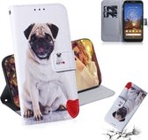 Schilderen Patroon Gekleurde Tekening Horizontale Leren Flip Case met Houder & Kaartsleuven & Portemonnee voor Google Pixel 3a (Mopshond)