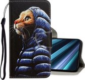 Voor Sony Xperia XZ4 3D Gekleurde Tekening Horizontale Flip PU Lederen Case met Houder & Kaartsleuven & Portemonnee (Donsjack Kat)