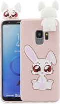 Voor Galaxy S9 Plus Cartoon schokbestendige TPU beschermhoes met houder (konijn)