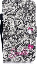 3D Diamond Encrusted Painting Pattern Gekleurde tekening Horizontale Flip PU lederen tas met houder & kaartsleuven & portemonnee voor Huawei Y7 Pro (2019) / Enjoy 9 (Lace Flower)