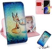 Gekleurde tekening patroon Kleurrijke magnetische gesp Horizontale flip PU lederen tas met houder & kaartsleuven & portemonnee & lanyard voor Galaxy Note 9 (Fox)