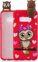 Voor Galaxy S10e schokbestendige Cartoon TPU beschermhoes (rode uil)