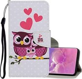 Voor Samsung Galaxy S10 + Gekleurde Tekening Patroon Horizontale Flip Leren Case met Houder & Kaartsleuven & Portemonnee & Lanyard (Owl Family)