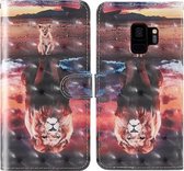 Voor Samsung Galaxy S9 3D-schilderij Gekleurd tekeningpatroon Horizontaal Flip TPU + PU-lederen hoes met houder & kaartsleuven & portemonnee & lanyard (Dream Lion)