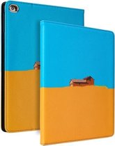 Contrasterende kleur PU lederen horizontale flip lederen tas met houder & slaap / wekfunctie voor iPad mini (2019) & 4 (blauw geel)