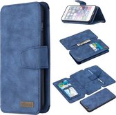 Afneembare Frosted Magnetische Horizontale Flip Leren Case met Kaartsleuven & Houder & Rits Portemonnee & Fotolijst Voor iPhone 6 Plus (Blauw)