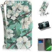 3D-schilderijpatroon Gekleurde tekening Horizontale lederen flip-hoes met houder & kaartsleuven & portemonnee voor Motorola Moto G7 / Moto G7 Plus (aquarelbloem)