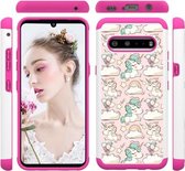 Voor LG Stylo 6 gekleurd tekeningpatroon PU Skinny + TPU beschermhoes (roze pony)