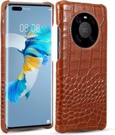 Voor Huawei Mate 40 Pro hoofdlaag rundleer krokodil textuur beschermhoes (bruin)