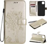Voor OPPO Realme C11 Boom & Kat Reliëfpatroon Horizontale Flip Leren Case met Houder & Kaartsleuven & Portemonnee & Lanyard (Goud)