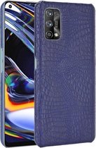 Voor OPPO Realme 7 Pro schokbestendige krokodiltextuur pc + PU-hoes (blauw)