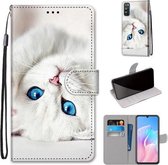 Voor Huawei Enjoy Z / 20 Pro Gekleurde Tekening Cross Textuur Horizontale Flip PU Lederen Case met Houder & Kaartsleuven & Portemonnee & Lanyard (Wit Kitten)