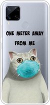 Voor OPPO Realme C15 Gekleurde tekening Clear TPU Cover Beschermende hoesjes (Mask Cat)
