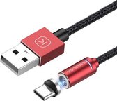 KUULAA KL-O21 Type-C / USB-C ronde kop snelladende magnetische oplaadgegevenskabel, lengte: 1m (rood)