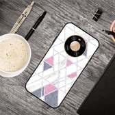 Voor Huawei Mate 40 Frosted Fashion Marble Shockproof TPU beschermhoes (wit roze driehoek)