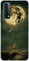 Voor Huawei P Smart 2021 schokbestendig geverfd transparant TPU beschermhoes (Pull the Moon)