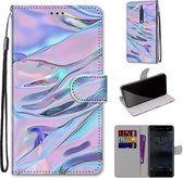 Voor Nokia 5 Gekleurde Tekening Cross Textuur Horizontale Flip PU Lederen Case met Houder & Kaartsleuven & Portemonnee & Lanyard (Fluorescerende Watertextuur)