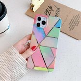 Voor iPhone 12 Pro Max Plating Splicing Pattern Soft TPU beschermhoes (Color Lattice)