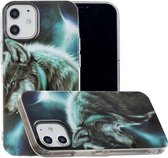 Voor iPhone 12/12 Pro Painted Pattern TPU beschermhoes (Night Sky Wolf)