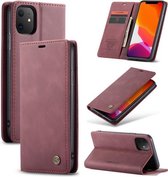 CaseMe-013 Multifunctionele horizontale leren flip case met kaartsleuf en houder & portemonnee voor iPhone 11 (wijn)