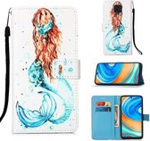 Voor Xiaomi Redmi Note 9S Schilderen Horizontale Flip Leren Case met Houder & Kaartsleuf & Portemonnee & Lanyard (Zeemeermin)