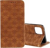 Voor OPPO A92s Lucky Flowers Embossing Pattern Magnetische horizontale flip lederen tas met houder en kaartsleuven (bruin)