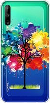 Voor Huawei P40 Lite E gekleurde tekening patroon zeer transparante TPU beschermhoes (olieverf boom)