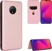 Voor Doogee X95 Carbon Fiber Texture Magnetische Horizontale Flip TPU + PC + PU Leather Case met Card Slot & Lanyard (Pink)