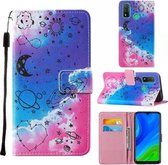 Voor Huawei P smart 2020 Cross Texture Painting Pattern Horizontale Flip Leren Case met Houder & Kaartsleuven & Portemonnee & Lanyard (Love Universe)