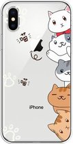 Voor iPhone XS Lucency Painted TPU Protective (Meow Meow)