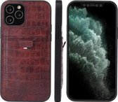 Voor iPhone 12 Pro Max Fierre Shann Crocodile Texture PU lederen beschermhoes met kaartsleuf (bruin)