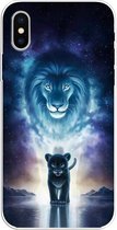 Voor iPhone X / XS gekleurd tekeningpatroon zeer transparant TPU beschermhoes (leeuw)