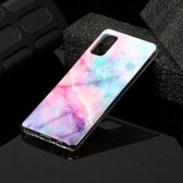 Voor Galaxy A41 Marble Pattern Soft TPU beschermhoes (roze groen)