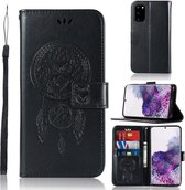 Voor Galaxy S20 Windgong Uil Embossing Patroon Horizontale Flip Leren Case met Houder & Kaartsleuven & Portemonnee (Zwart)