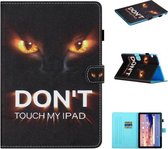 Voor Huawei MediaPad T5 Gekleurde Tekening Stiksels Horizontale Flip Leren Case met Houder & Kaartsleuven (Cat Eye)