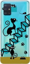 Voor Galaxy A31 schokbestendig geverfd transparant TPU beschermhoes (kat)
