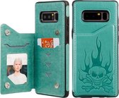 Voor Galaxy Note8 Skull Head Embossing Pattern Schokbestendige beschermhoes met houder & kaartsleuven & portemonnee (groen)