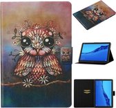 Voor Huawei MediaPad M5 lite Gekleurde Tekening Patroon Horizontale Flip Leren Case met Houder & Kaartsleuf & Slaap / Wekfunctie (Uil)