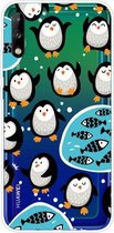 Voor Huawei Enjoy 10 schokbestendig geverfd transparant TPU beschermhoes (pinguïn)