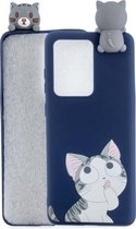 Voor Galaxy S20 Ultra schokbestendig gekleurd geverfd liggend Cartoon TPU beschermhoes (Big Face Cat)