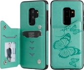 Voor Galaxy S10 Plus vlinder reliëfpatroon schokbestendig beschermhoes met houder & kaartsleuven en fotolijst (groen)