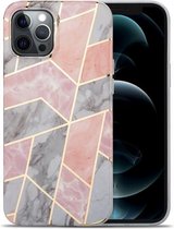 Splicing Marble Pattern TPU beschermhoes voor iPhone 12 (roze grijs)