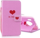 Voor Huawei Mate 30 Gekleurde Tekening Patroon Horizontale Flip PU Lederen Case met Houder & Kaartsleuven & Portemonnee & Lanyard (Rood Hart)
