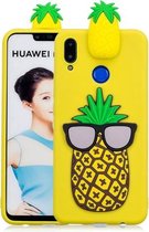 Voor Huawei Honor 8X 3D Cartoon patroon schokbestendig TPU beschermhoes (grote ananas)